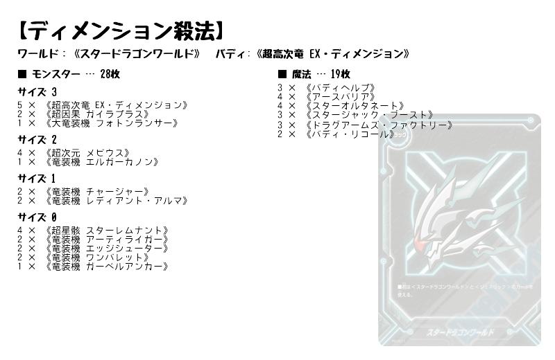 ディメンション殺法 スタードラゴンワールド バディファイトデッキレシピ トレカネット