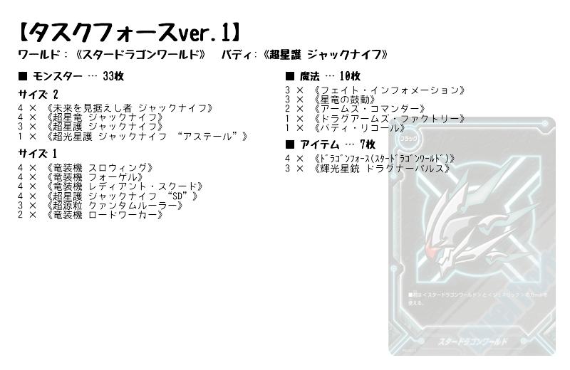タスクフォースver.1】(スタードラゴンワールド) バディファイトデッキレシピ | トレカネット