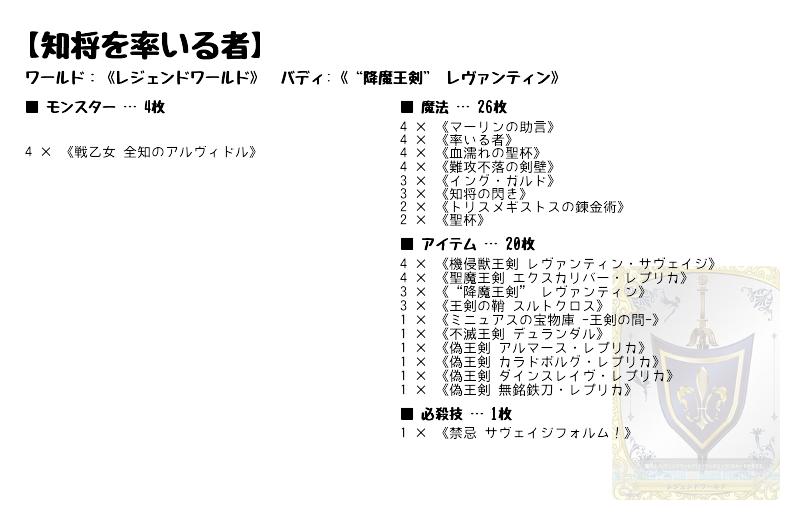 知将を率いる者】(レジェンドワールド) バディファイトデッキレシピ 