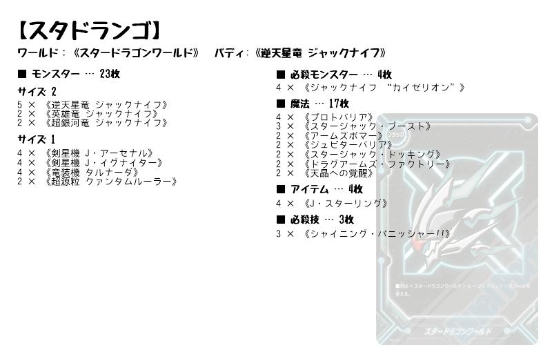 スタドランゴ スタードラゴンワールド バディファイトデッキレシピ トレカネット