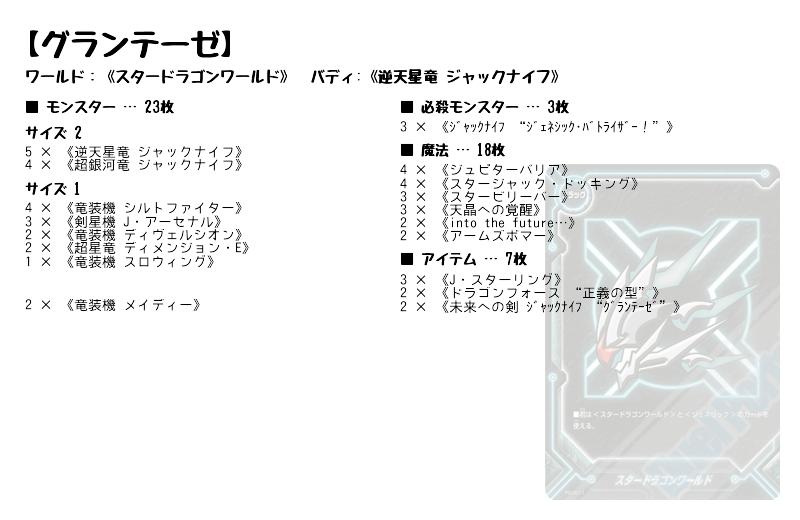 グランテーゼ】(スタードラゴンワールド) バディファイトデッキレシピ
