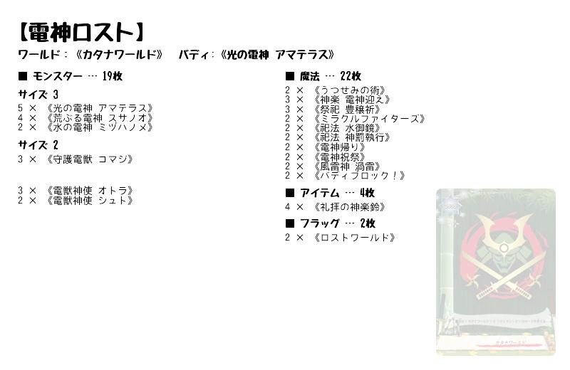 電神ロスト】(カタナワールド) バディファイトデッキレシピ